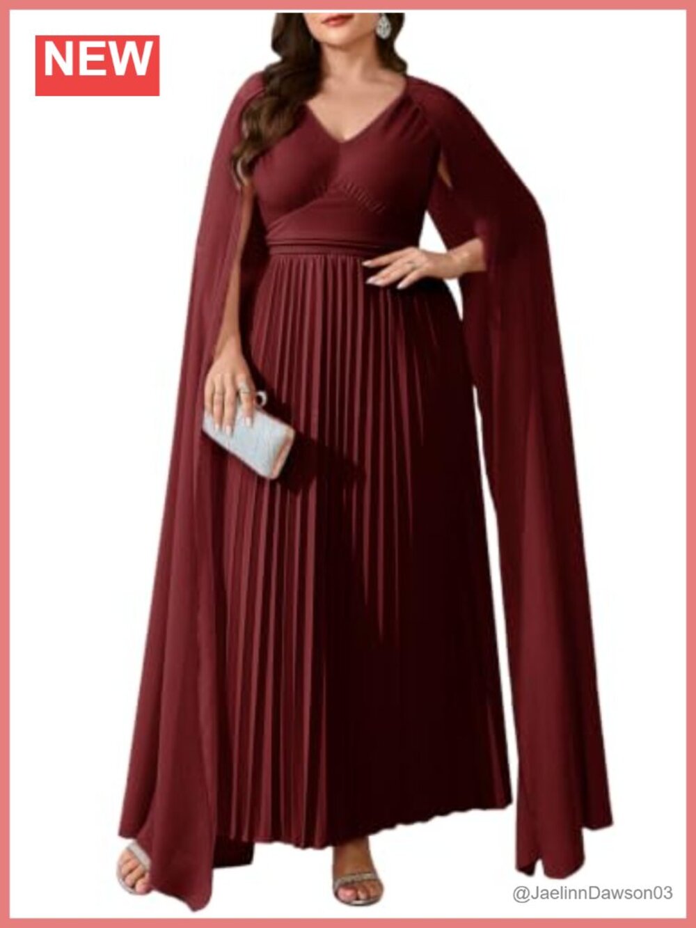 Plus Size Wedding Guest Dress Chiffon Cape Long Sleeve Pleated A-Line Formal